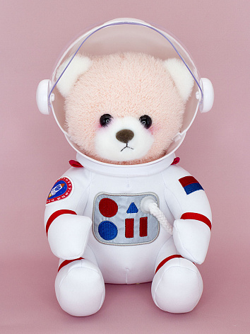 Мягкая игрушка Мишка космонавт розовый 30 см.