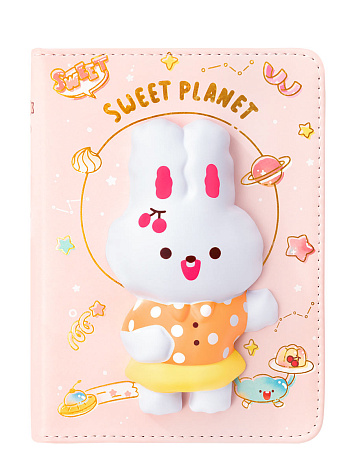 Блокнот со сквишем Зайка Sweet Planet формат А5 розовый