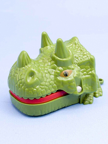 Интерактивная игрушка укуси палец Динозавр зеленый 8,5 см.