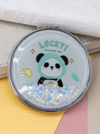 Зеркало косметическое "Lucky panda banana", green