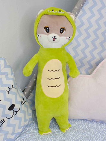 Мягкая игрушка Кошка в костюме дракона зеленый 57 см.