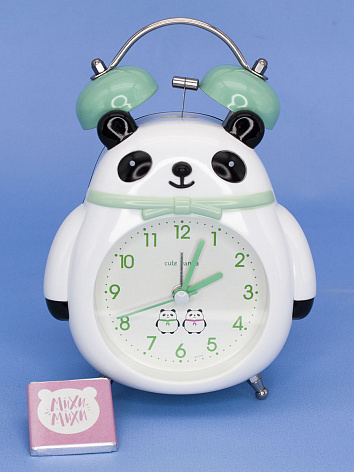 Часы-будильник "Panda bow", green