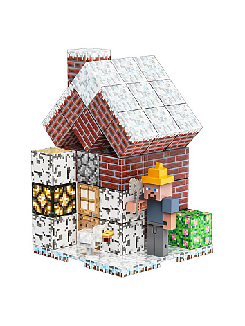 Магнитный конструктор Майнкрафт Зимний дом Minecraft, 61 деталь