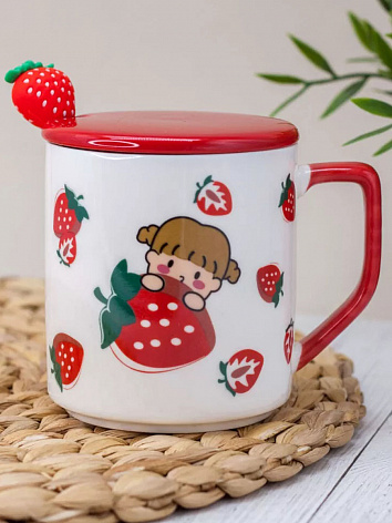 Кружка "Girl with strawberry" red (375 ml)