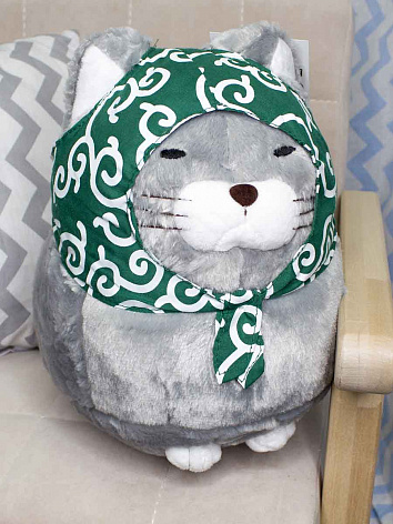Мягкая игрушка Котик в платке серый 24 см