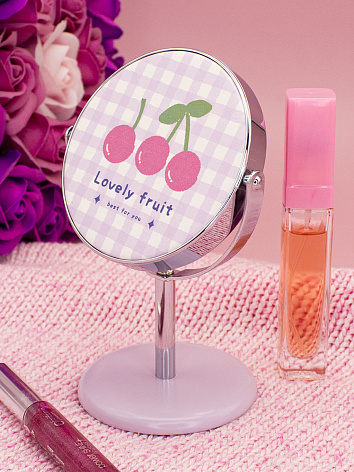 Зеркало косметическое на подставке Вишенки Lovely Fruit фиолетовое