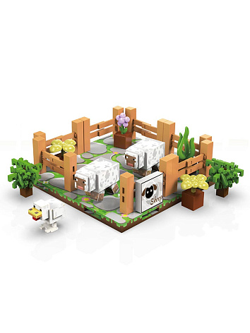 Магнитный конструктор Minecraft Овечий загон Майнкрафт, 87 деталей