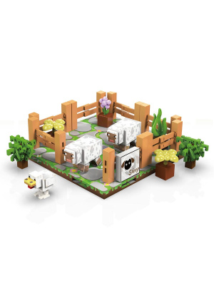 Магнитный конструктор Minecraft Овечий загон Майнкрафт, 87 деталей