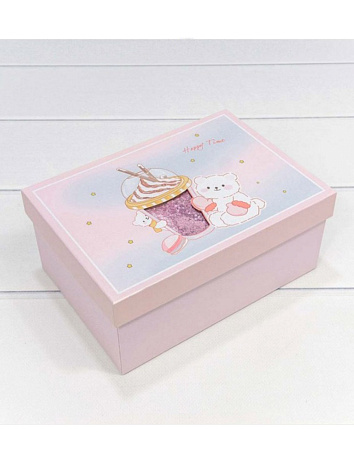 Подарочная коробка Happy Time розовая (20*14*8)
