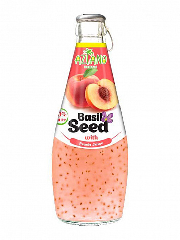 Нектар Aziano Персика с семенами базилика 30% (Peach Juice with Basil Seed Drink) 290мл Вьетнам