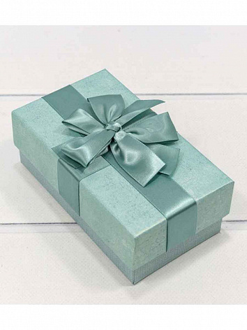 Коробка подарочная прямоугольная с двойным бантиком голубой (15,5*9*5,8)