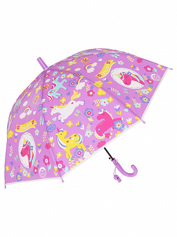 Зонт-трость Единороги фиолетовый