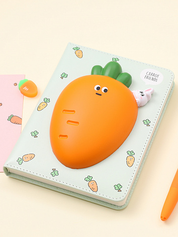Блокнот со сквишем Морковка Carrot Friends А5 зеленый