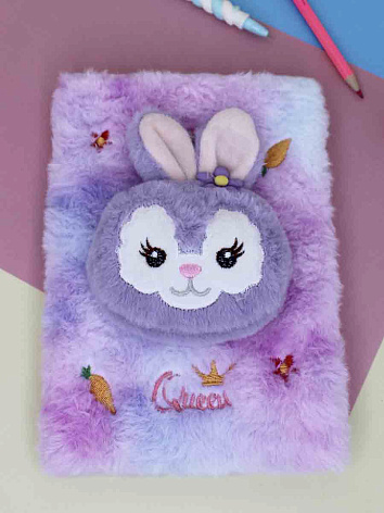 Блокнот с мягкой игрушкой Кролик фиолетовый