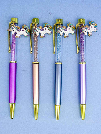 Ручка с брелоком Единорог синяя шариковая в ассортименте