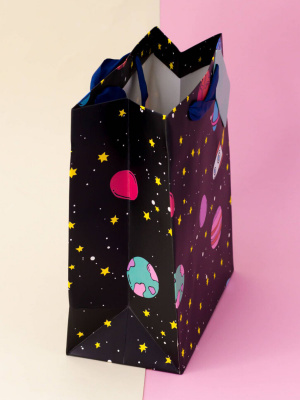 Подарочный пакет(L) "Universe rocket", black