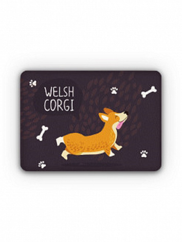 Чехол для карт Welsh Corgi черный 9,5x6.4 см