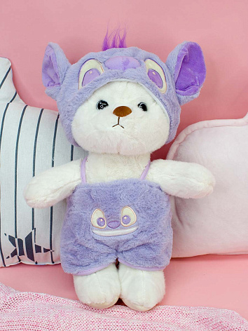 Мягкая игрушка Мишка в пижаме фиолетовой 35 см