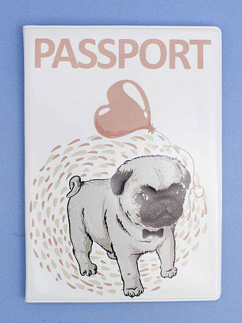 Обложка для паспорта Мопс белый
